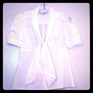 Trina Turk White Tie-Neck Blouse